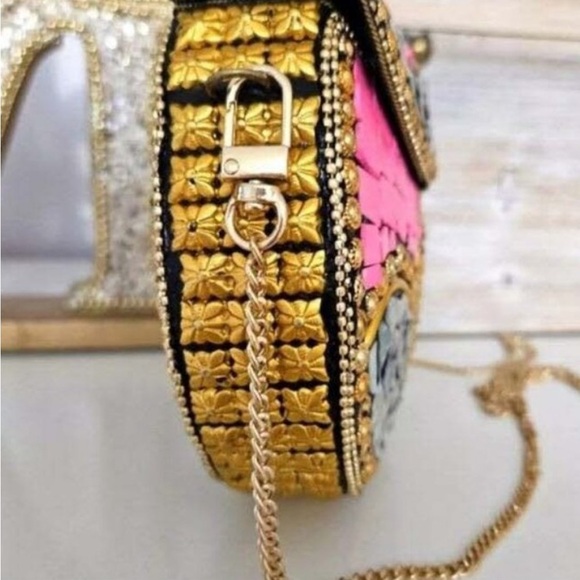 Ramla Mosaic Pink & Gold Beverly Hills Handmade in Morocco NWOT Stunning! - Picture 6 of 8